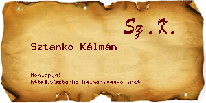 Sztanko Kálmán névjegykártya